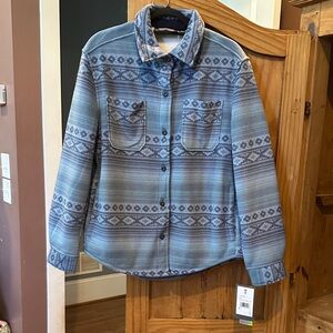 Free Country Blue Patterned Fleece Shacket
